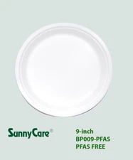 SunnyCare 500Pcs Compostable 9-inch Paper plate, Heavy Duty Perfect