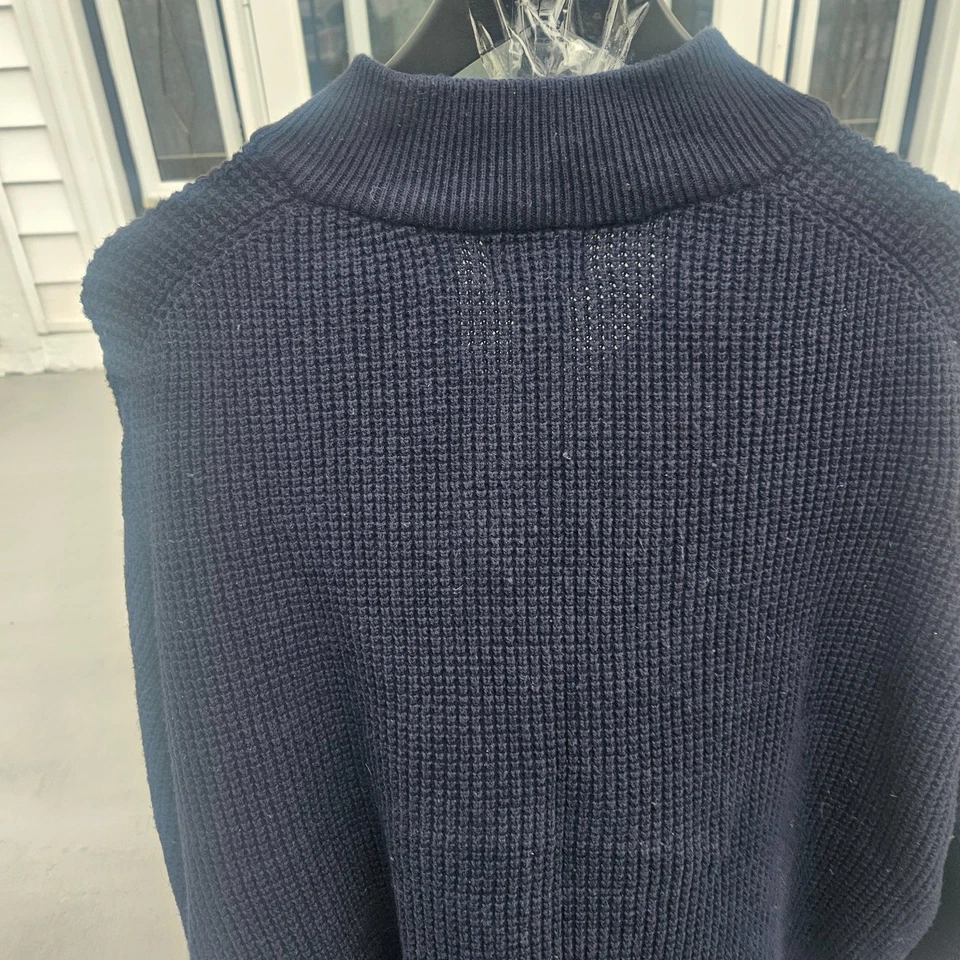 LL Bean Sweater Mens Large 1/4 Zip sweater Cotton Cashmere Navy sz Large-tall - Image 3 of 4