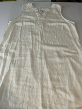 Croft & Barrow White Linen V Neck Dress Large