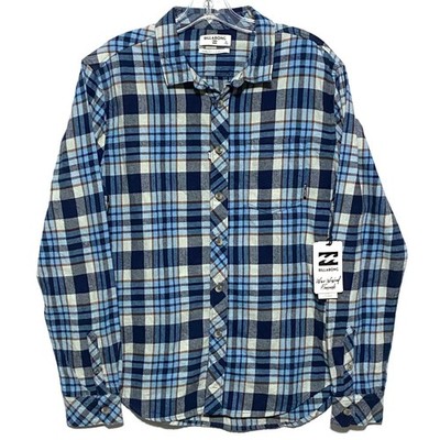 Billabong Wave Washed Flannel Core Fit Shirt Mens S Coastline Plaid Coastal NWT 