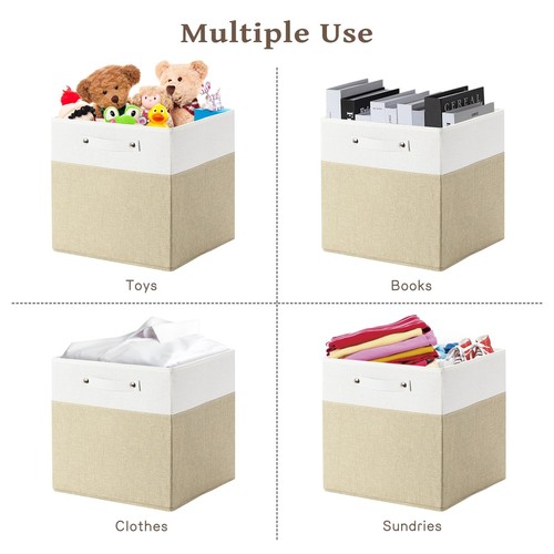 13 x 13 Inch Fine Linen Storage Bins with Handles,Fabric Cube Boxs,Collapsibl... - Picture 5 of 7