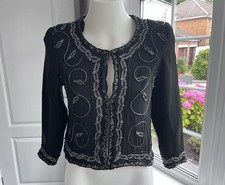 100% Silk Millennium by Janique Vintage Beaded Evening Jacket Medium VGC