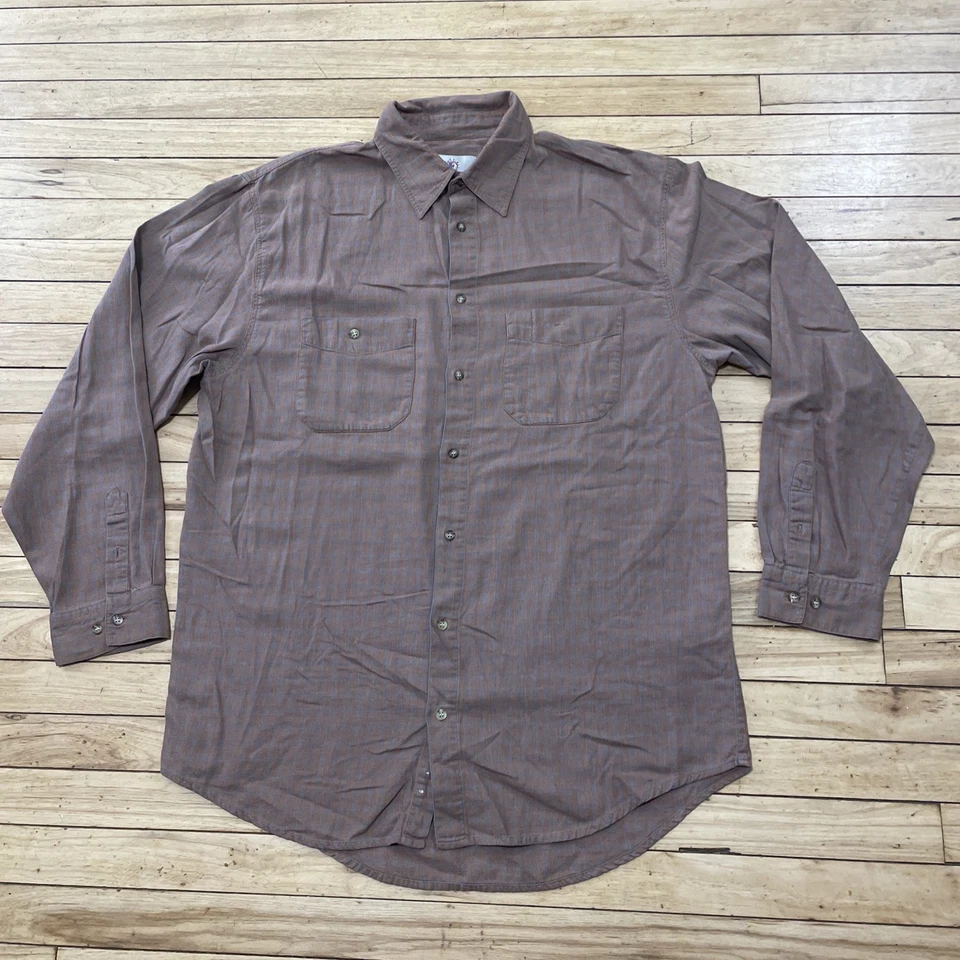 The Territory Ahead Shirt Men XL Brown Blue Plaid Western Grunge Beach Button Up - Image 3 of 4