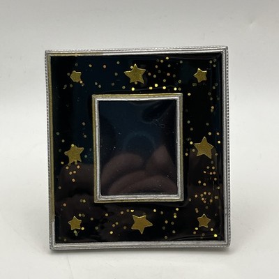 Mini Picture Frame 3x3.25 Gold Stars Black Epoxy holds 1.5x1.75 Photo