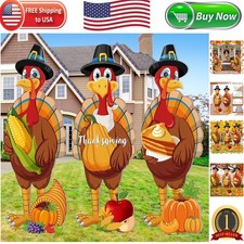 Weather Resistant Thanksgiving Yard Signs - 3 Colorful Turkeys for Your Home