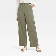 Women  s High Rise Straight Trousers - A New Day Olive Green Size 4 NWT