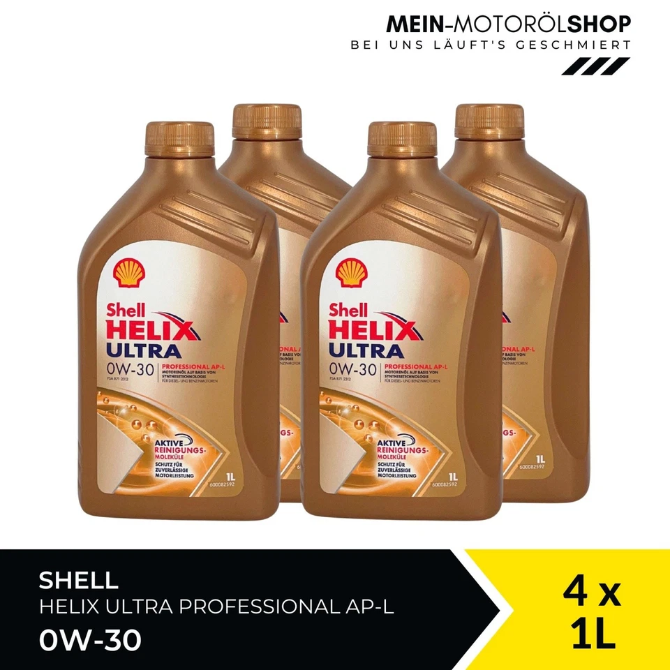 Shell Helix Ultra Professional AP-L 0W-30 API SP 4x1 Liter = 4 Liter