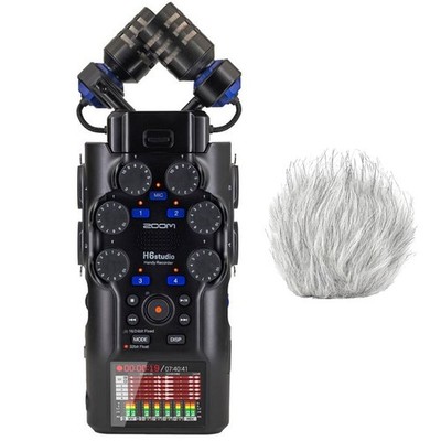 Zoom H6 Studio Mobiler Audio-Recorder mit keepdrum Fell-Windschutz