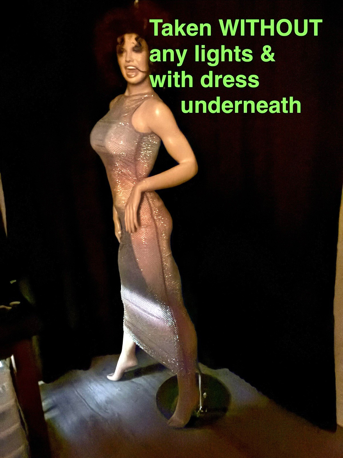 ZARA SPARKLY SLEEVELESS BEIGE W/TINY COLORED RHINESTONE MAXI MESH DRESS S NEW thumbnail 7