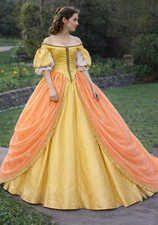Yellow Orange Off Shoulder Renaissance Ball Gown Victorian Princess Costume