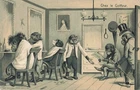 HUMANIZED MONKEYS - Chez le hairdresser, 1900 embossed card (1000)