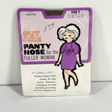 Vintage Out Size Panty Hose For Fuller Women Size F Queen Size 100 Nylon NOS