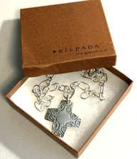 Silpada Virtuosity 925 Sterling Silver Cross Toggle Link Chain Necklace N0557