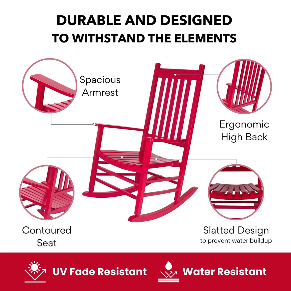 Mecedora de madera genuina Porch & Den Steeplechase Foto 3 de 4
