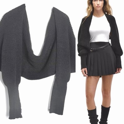 Pixie Knits Gray Knit Bolero Sweater One Size