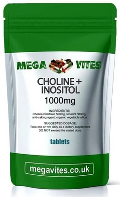CHOLINE & INOSITOL TABLETS 1000mg - METABOLISM, MOOD, COGNITION - MEGAVITES