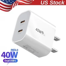 PD 40W Dual USB C Fast Charger Block USB Type C Power Adapter Wall Charger Plug