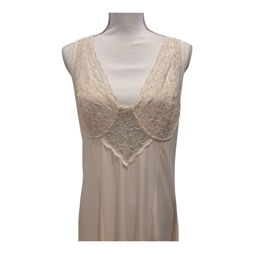 Soft Surroundings Lace Slip Nightgown Long Chemise Ivory Womens Large Romantic - Image 2 of 4