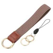 Keychain Wristlet, Cute Keychain Woven Wrist Lanyard, Dark Pink