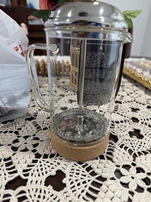 Brandani French Press Coffee Maker Glass & Silver Stainless 20oz 6 cup rare new