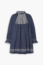 Doen Indigo Boho Beatrice Printed Long-Sleeve Mini Dress festival Embroidered s