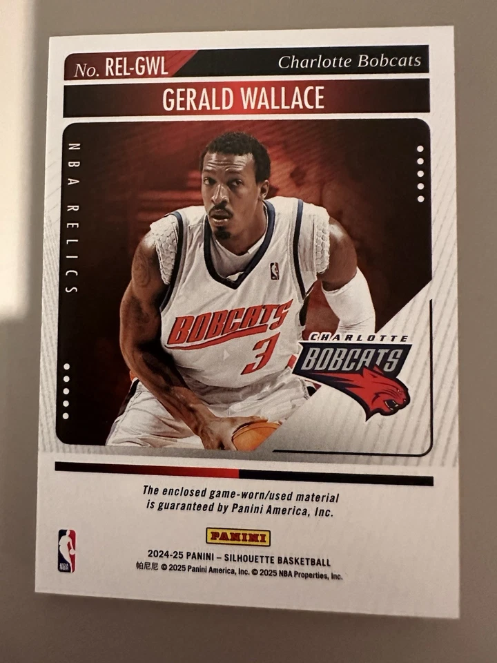 Parche de camiseta usada en el juego Gerald Wallace reliquias de la NBA Panini Silhouette 2024-25 Foto 2 de 3