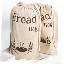 Bread Bag 2 Pack Natural Linen | Food Storage Bag | Linen Cotton Blend | 38x27 
