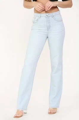 EX STORE Women Ex N@XT Jeans Denim High Rise Straight Leg Cotton Blue
