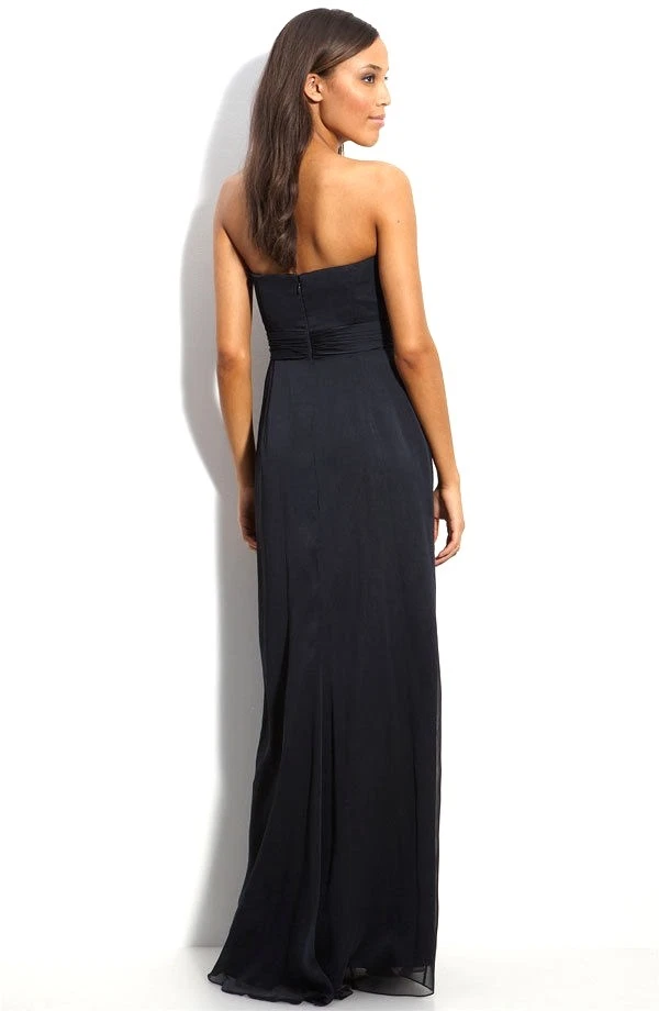 Новый JS коллекции без бретелек шифоновое катионическое платье/платье черный $248 `Размер 12` - Изображение 2 из 2