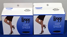Two L'eggs Day Sheer Control Top Pantyhose Size B Off Black. 1 Pair per box.