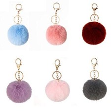 6 Pieces Pom Pom Keychain Soft Artificial Fur Ball Keychain Fluffy Accessories