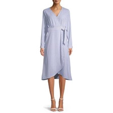Time and Tru Long Sleeve Faux Wrap Work soft and light summer Dress