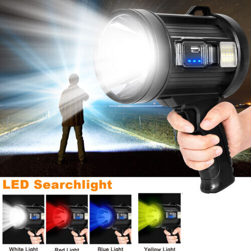 Solar/USB Rechargeable LED Spotlight Flashlight Searchlight 200000000LM Bright - Picture 1 of 22