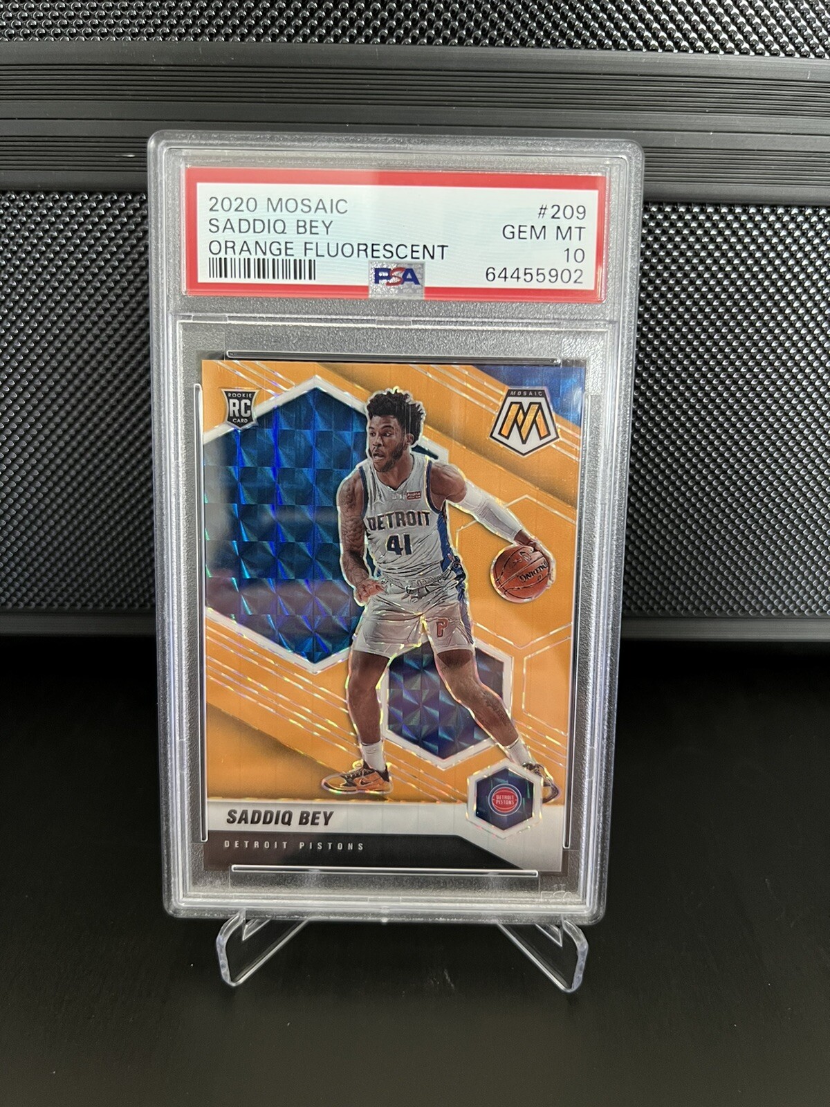 2020 Mosaic #209 Saddiq Bey RC Rookie Orange Fluorescent #'d /25 PSA 10