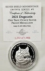 1oz Silver Shield 2021 Dogecoin Proof Silver Round Coin #9 Crytpto Series