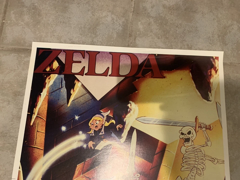 Vintage 1989 Zelda Poster Print Nintendo Stalfos & Glecook RARE UNOFFICIAL 17x23 - Image 4 of 4