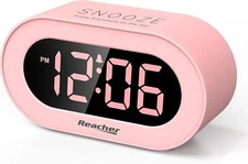 Pink Girls Alarm Clock for Kids Bedroom, Dimmable LED Digital Display, Outlet...