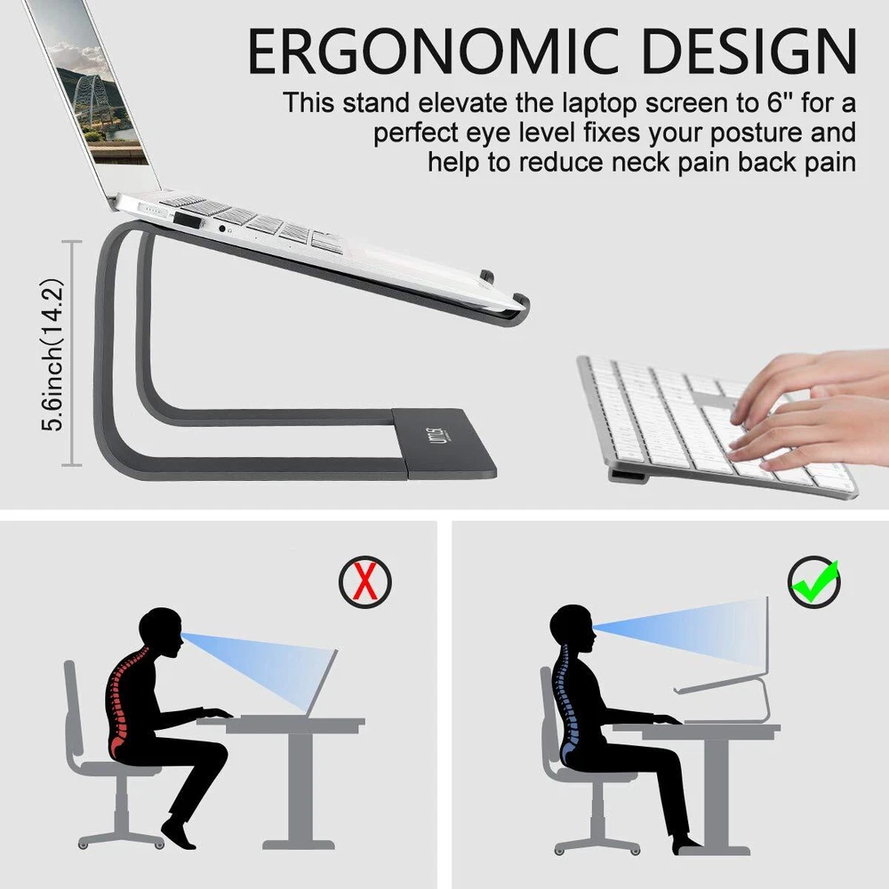 Aluminum Laptop Stand for Desk Ergonomic Riser Holder Notebook Computer Stand
