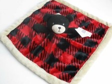 NWT Baby Starters Red And Black Buffalo Plaid Bear Baby Plush Security Blanket
