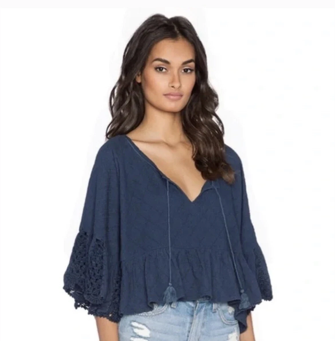 W】【Free People】Crop Top Blouse-