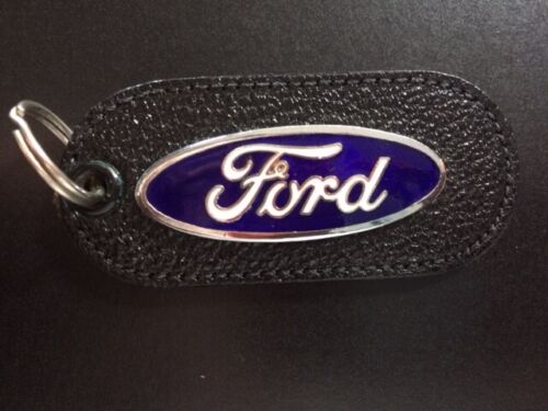 Leather Car Keychain Vintage Vintage Key Fob Keychain Ford New Old Stock - Afbeelding 1 van 2