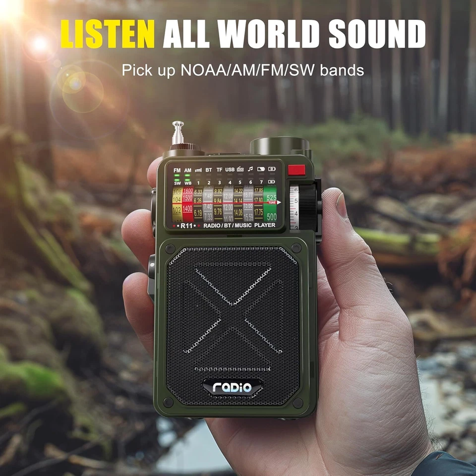 EMC Radio with Bluetooth,Flashlight,with USB Charged&Hand Crank&Solar Power - Image 2 of 4