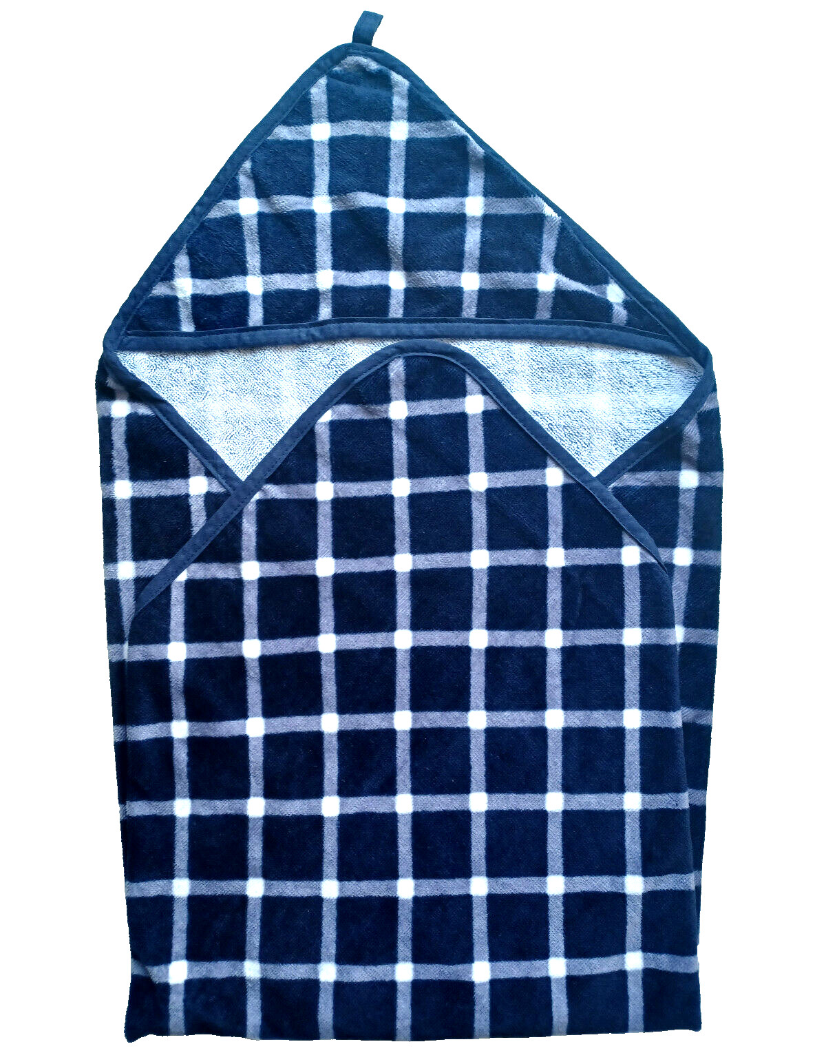 Kapuze Handtuch H&M NEU 70x70 cm 100% Baumwolle weich Bad blau weiß kinder