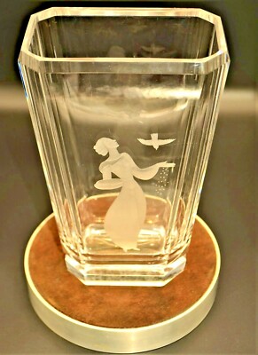 KOSTA BODA Original Vintage Artist Signed Deco Crystal Cut Satin