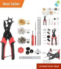 Lightweight Leather Hole Punch & Grommet Set - Ergonomic Design for Comfort