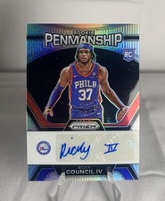 2023-24 Panini Prizm Rookie Penmanship Silver Holo Auto Ricky Council IV RC 