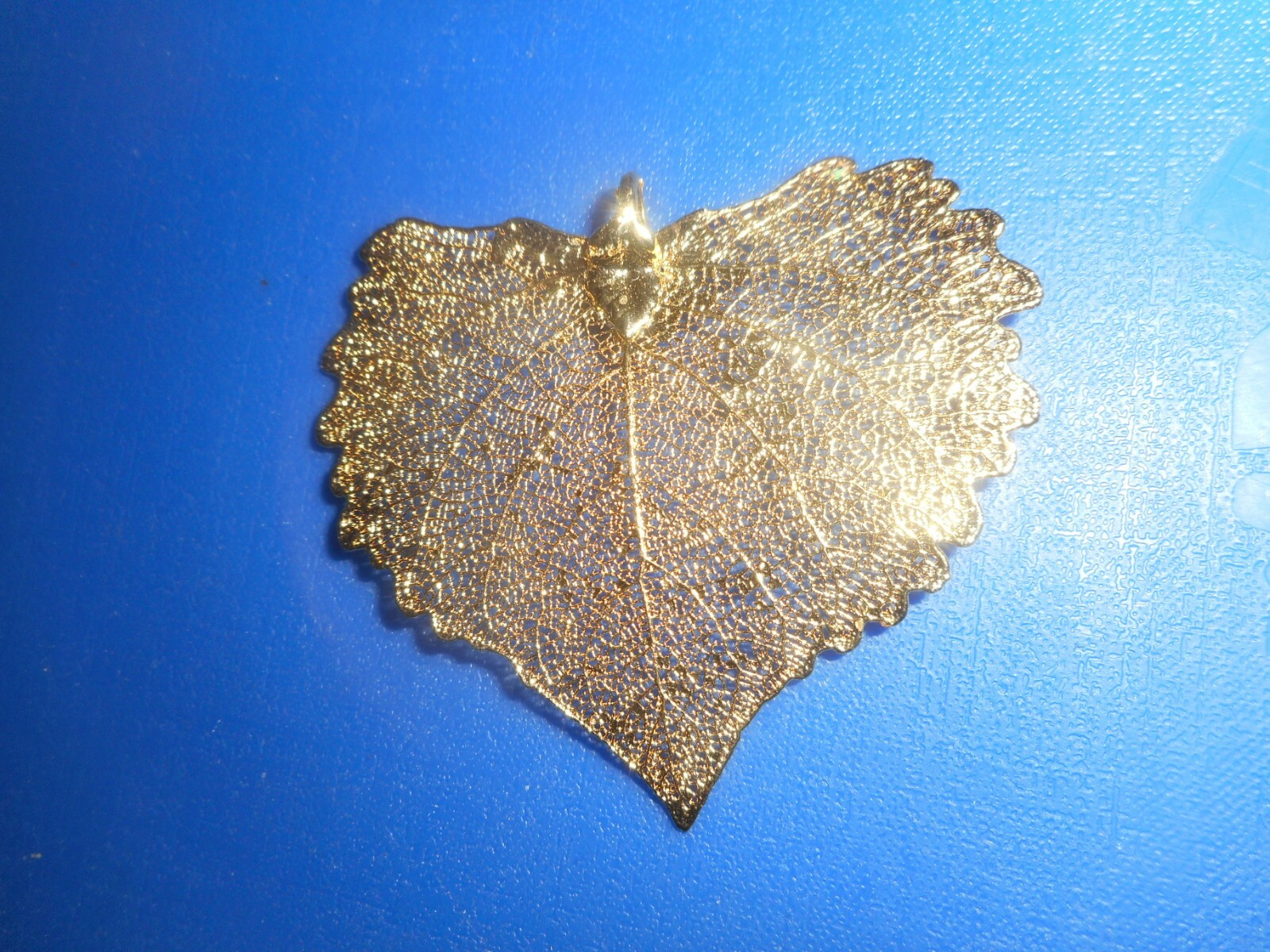 GOLD DIPPED PENDANT VINTAGE REAL LEAF Skeleton Go… - image 10