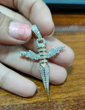 1 Ct Round Cut Diamond Angle Wings Pendant Without Chain 14K Yellow Gold Finish 