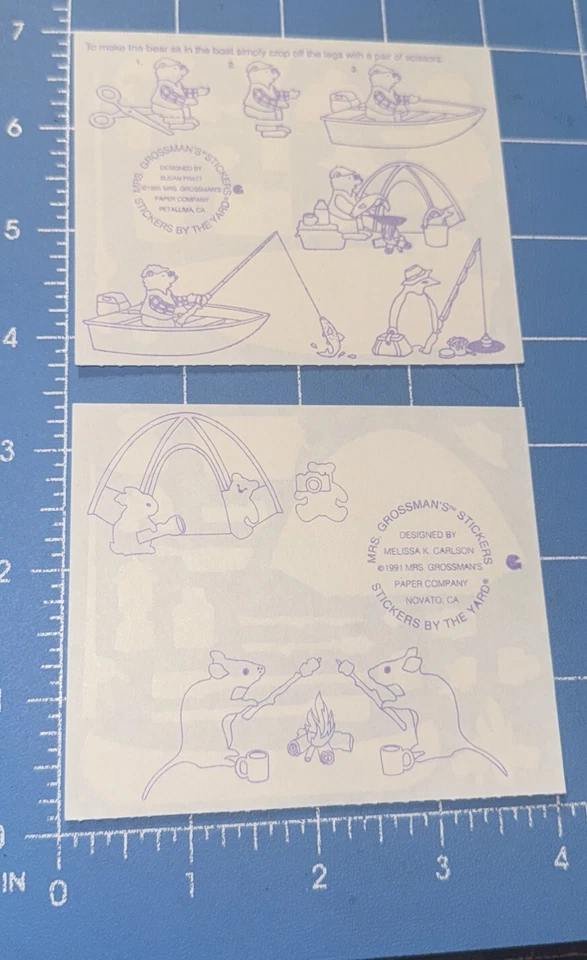 Винтажные наклейки миссис Гроссман палатки для кемпинга лодки рыболовный медведь на открытом воздухе 2 шт. - Изображение 2 из 2