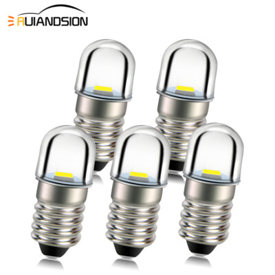 5PCS 3V 4.5V 6V 12V E10 1447 LED Screw Torch Headlight Interior Bulb Lamp White